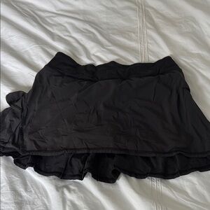 Lulu Black Ruffled Mini Running Skirt with shorts